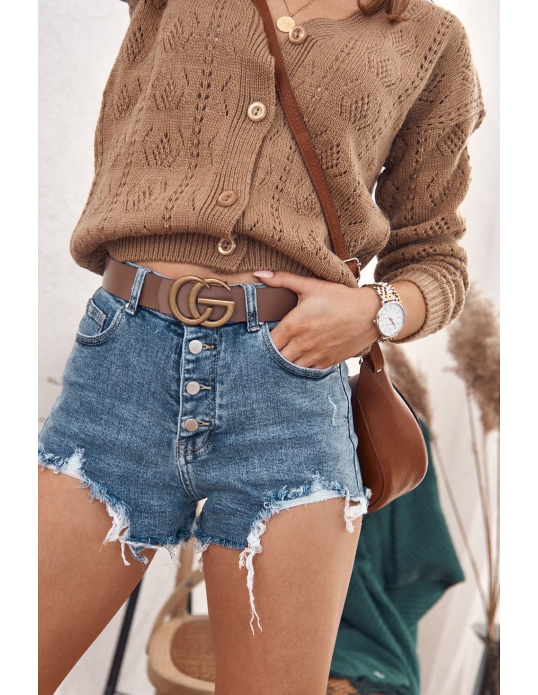 High-waisted denim shorts 02300 - Online store - Boutique